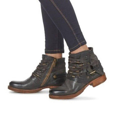 Joséphine – Bottines Rétro Avec Talon Bloc Et Fermeture Éclair