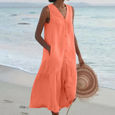BIANCA – Robe Chemise Sans Manches Été
