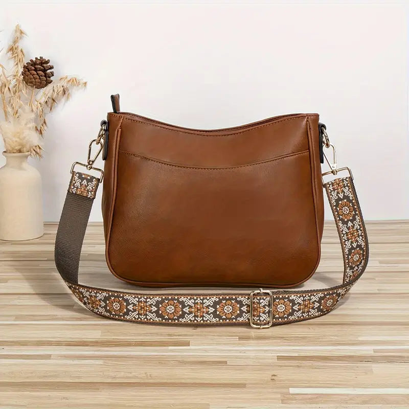 Sac à bandoulière pour femme - Cuir végétalien - Lanière réglable - Élégant & quotidien