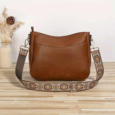 Sac à bandoulière pour femme - Cuir végétalien - Lanière réglable - Élégant & quotidien
