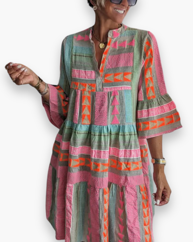 Robe bohème élégante femme | Coupe ample mi-longue