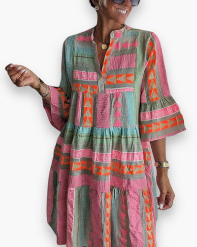Robe bohème élégante femme | Coupe ample mi-longue