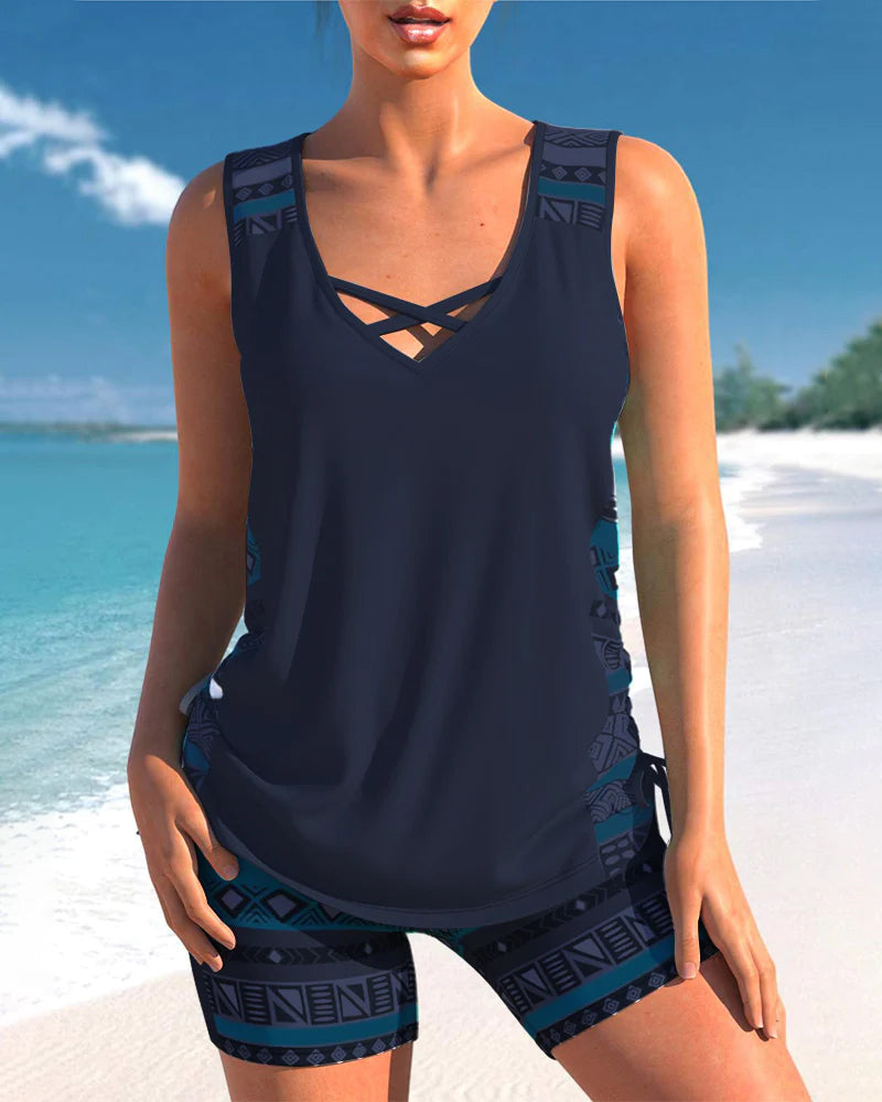 Francine - Tankini À Imprimé Feuillage Avec Tissu Léger