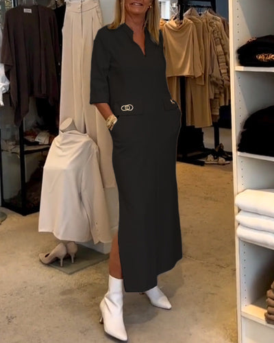 Héloïse - Robe Fendue Avec Détails Stylés Pour Un Look Raffiné