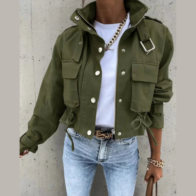 Sophie - Blouson Bomber Imprimé, Modèle Court Avec Cordons De Serrage Réglables