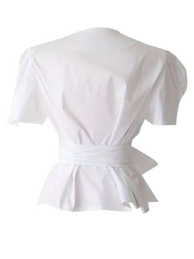 Lina - Blouse Femme Blanche - Manches Papillon - Élégante et Flatteuse