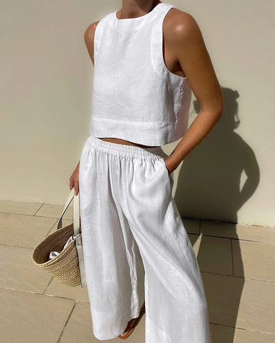Mireille – Maxi-Robe Col V Fluide Avec Détails Féminins En Coton Naturel