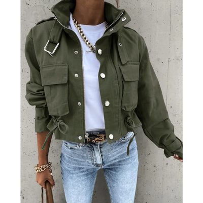 Sophie - Blouson Bomber Imprimé, Modèle Court Avec Cordons De Serrage Réglables