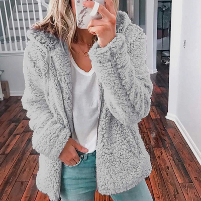 Camille - Veste En Peluche Avec Capuche Et Fermeture Éclair, Gilet En Fleece