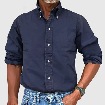 Hugo – Chemise Vintage Pour Hommes Avec Look Délavé Et Manches Longues