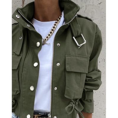 Sophie - Blouson Bomber Imprimé, Modèle Court Avec Cordons De Serrage Réglables
