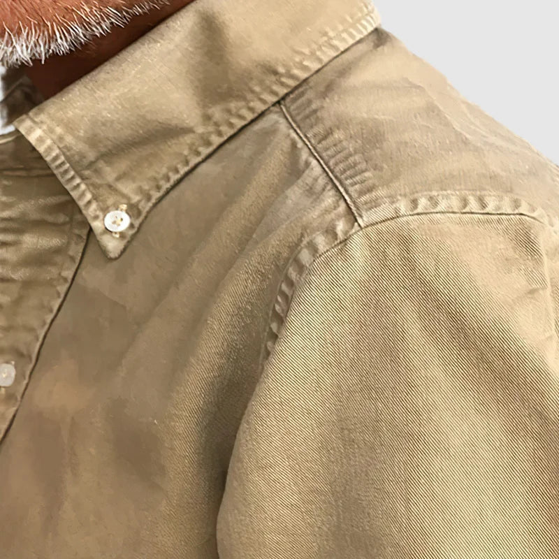 Hugo – Chemise Vintage Pour Hommes Avec Look Délavé Et Manches Longues