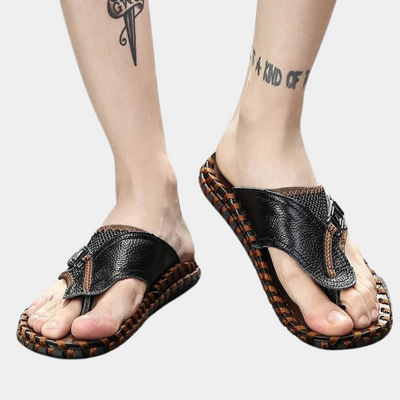 Sandales pour hommes - Cuir luxe - Confort ultime - Noir/Marron