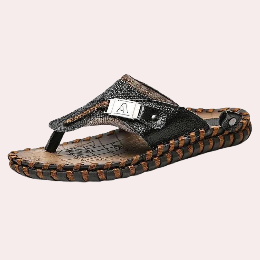Sandales pour hommes - Cuir luxe - Confort ultime - Noir/Marron