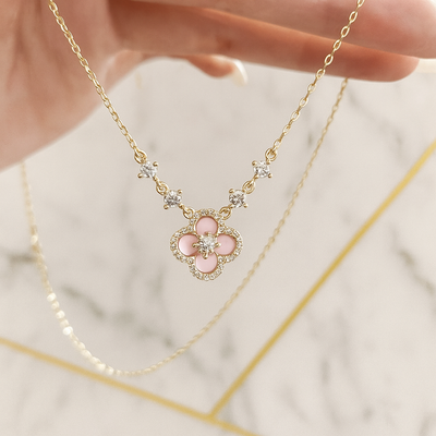 Collier "Diamond Blossom" en acier inoxydable avec zircon