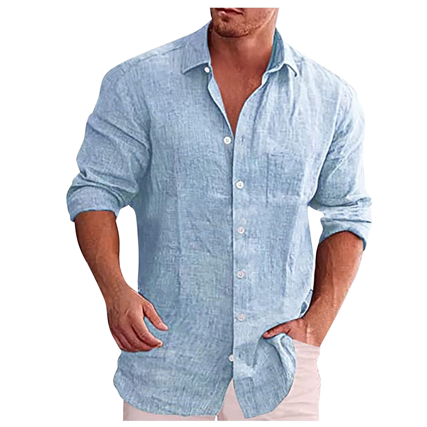 Chemise en lin à col rabattu pour homme