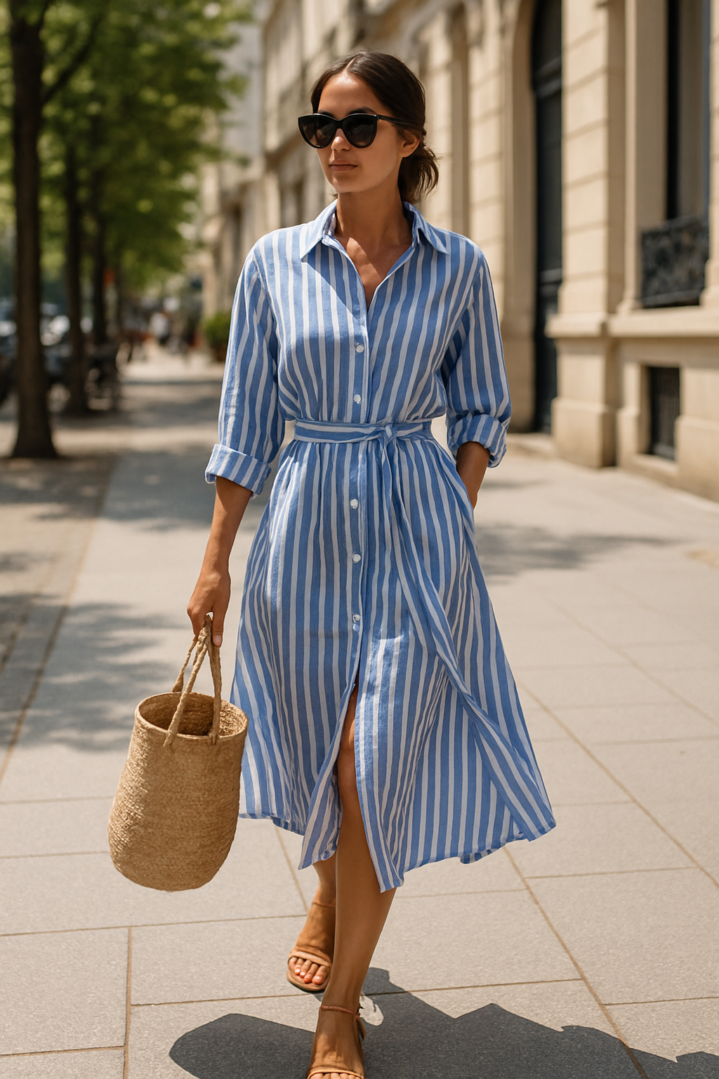 Renata™ - Robe rayée avec col