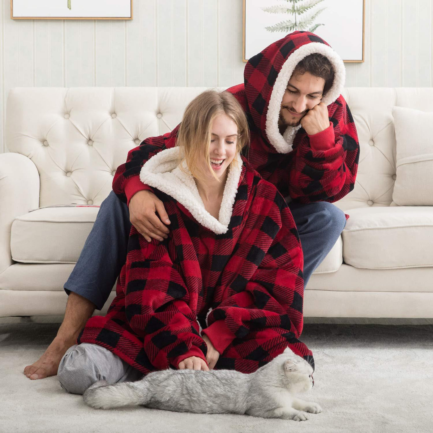 Mila - Pull femme plaid oversize