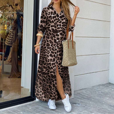 Énora - Robe Imprimé Léopard Avec Découpe Tendance