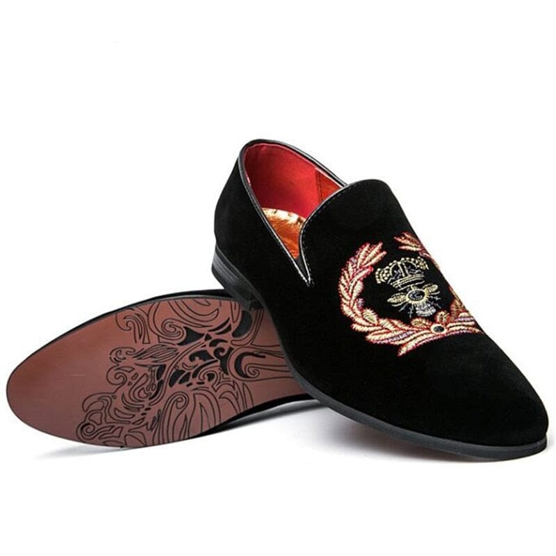 Benedict - Mocassins En Velours Avec Emblème Brodé