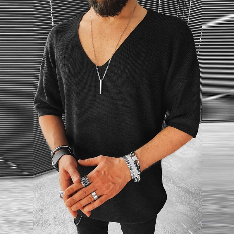 Edwy - T-shirt en maille décontracté - Surdimensionné - Hommes