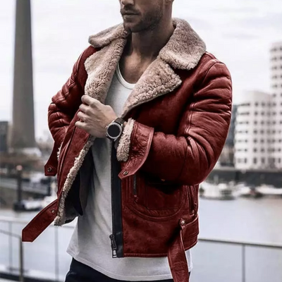Xavier – Veste En Cuir Pour Homme Avec Intérieur En Laine Chaude