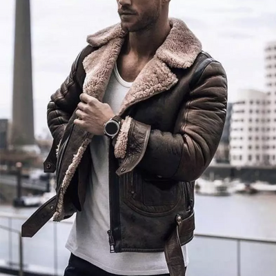 Xavier – Veste En Cuir Pour Homme Avec Intérieur En Laine Chaude