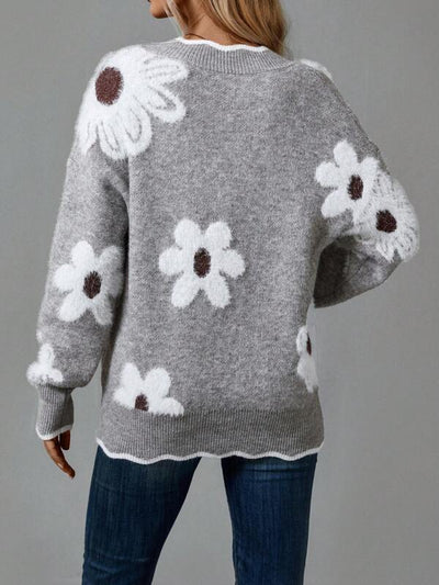 Léna - Pull automne à fleurs femme