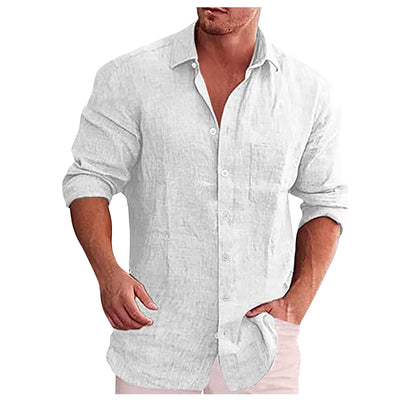 Chemise en lin à col rabattu pour homme