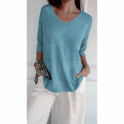 Léna - Pull léger à col V automne femme
