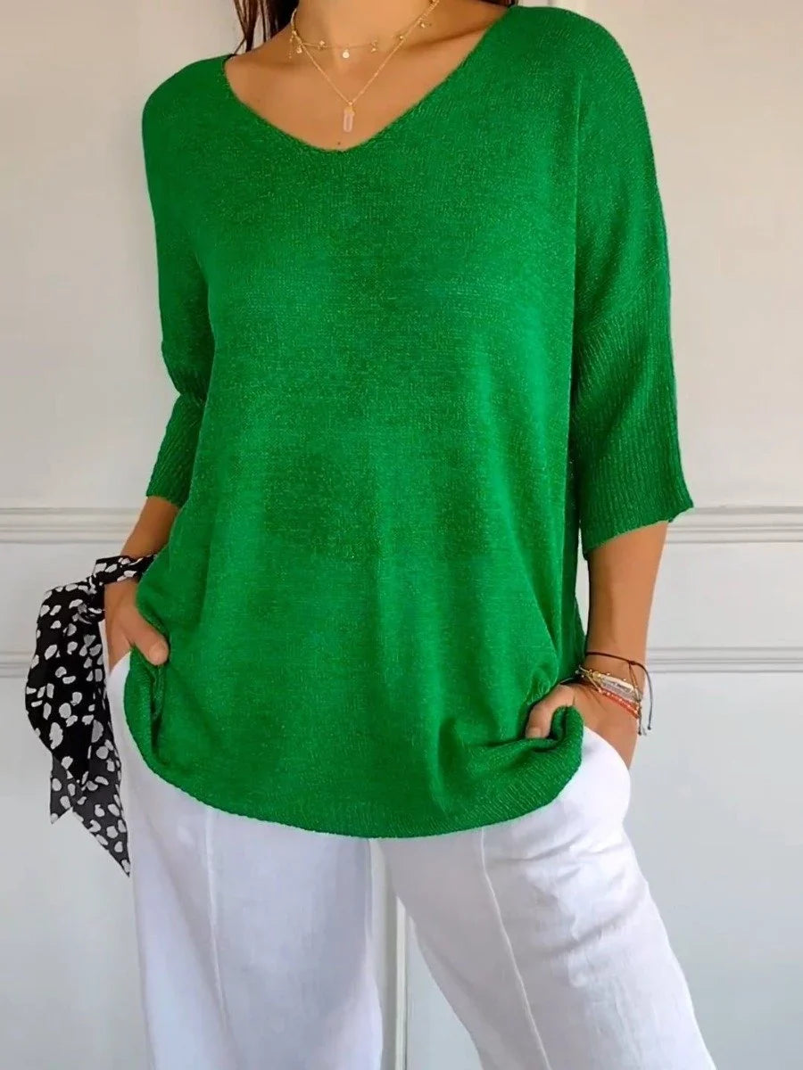Léna - Pull léger à col V automne femme