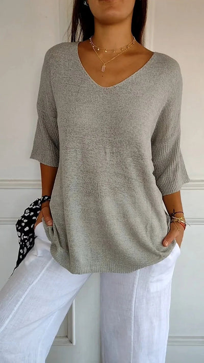 Léna - Pull léger à col V automne femme