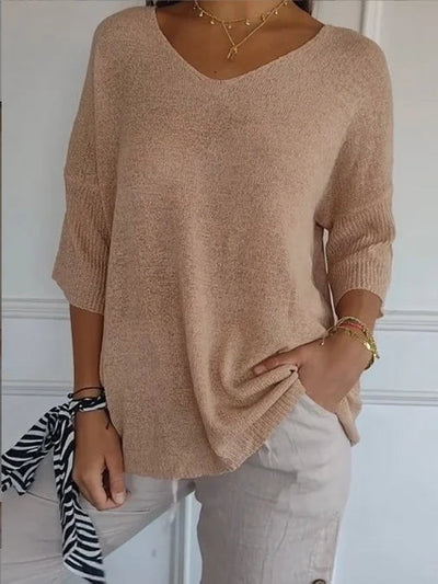 Léna - Pull léger à col V automne femme