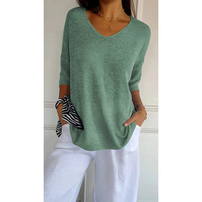 Léna - Pull léger à col V automne femme