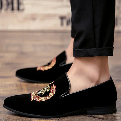 Benedict - Mocassins En Velours Avec Emblème Brodé