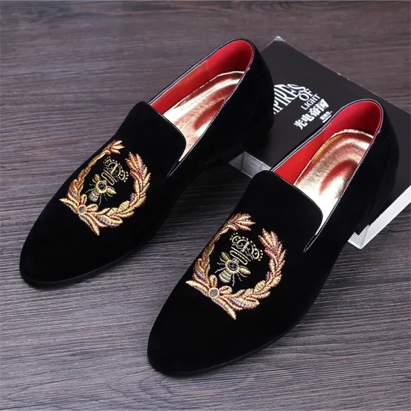 Benedict - Mocassins En Velours Avec Emblème Brodé