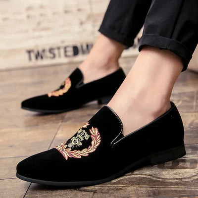 Benedict - Mocassins En Velours Avec Emblème Brodé