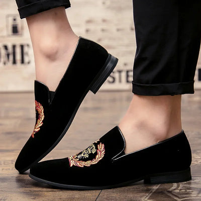 Benedict - Mocassins En Velours Avec Emblème Brodé