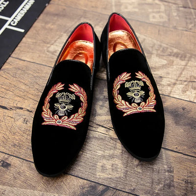 Benedict - Mocassins En Velours Avec Emblème Brodé