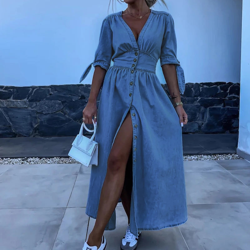 Angélique – Robe En Denim Avec Une Coupe Chic Et Intemporelle