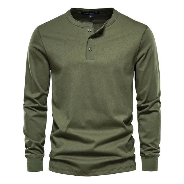 Edo - T-shirt à manches longues Henley - Confortable - Hommes