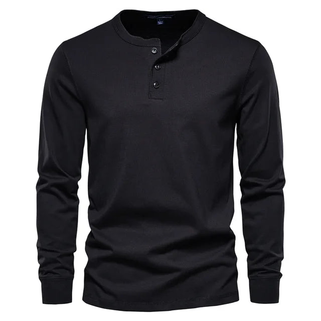 Edo - T-shirt à manches longues Henley - Confortable - Hommes
