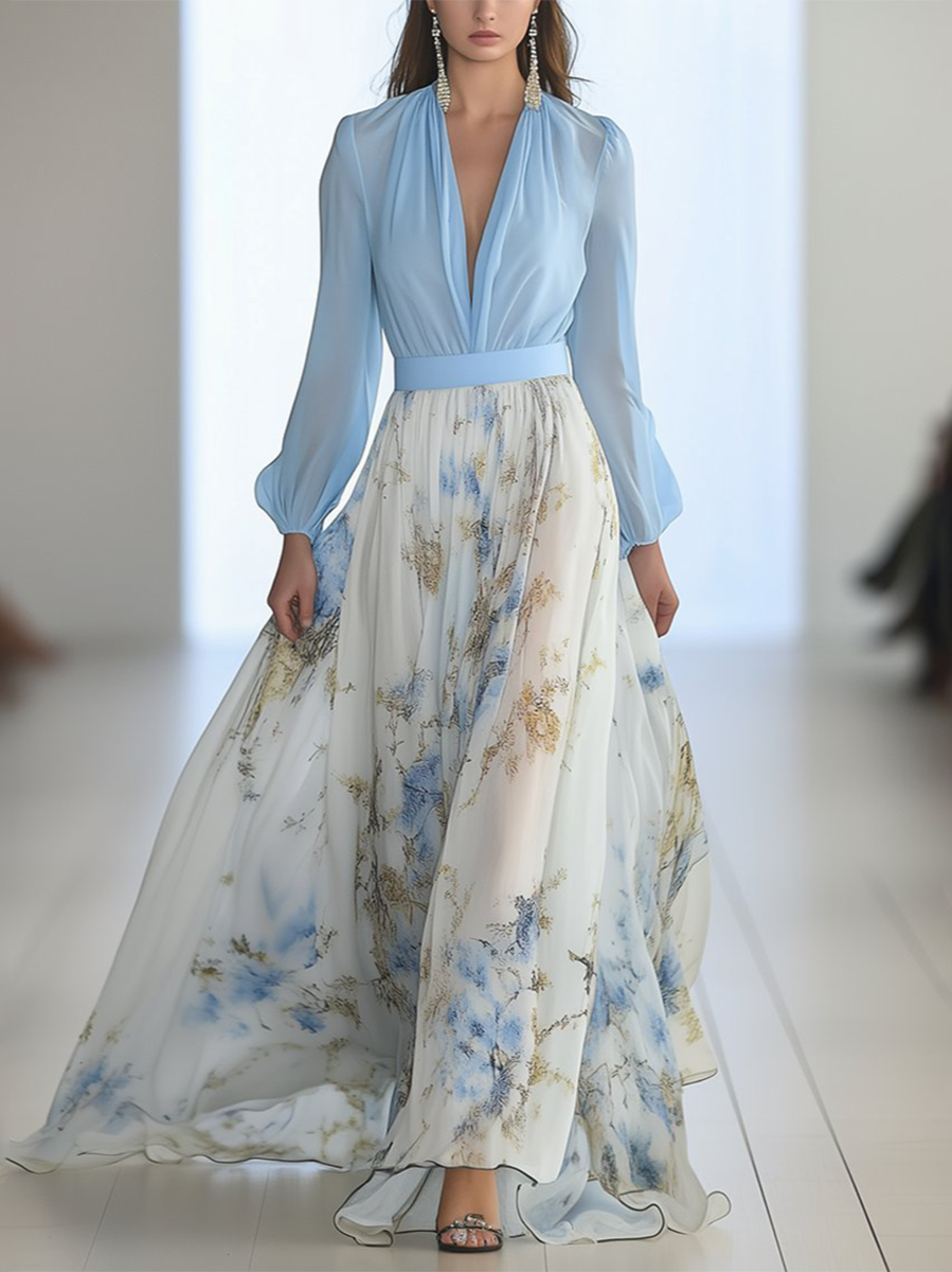 Elena™ - Robe longue élégante avec motif floral