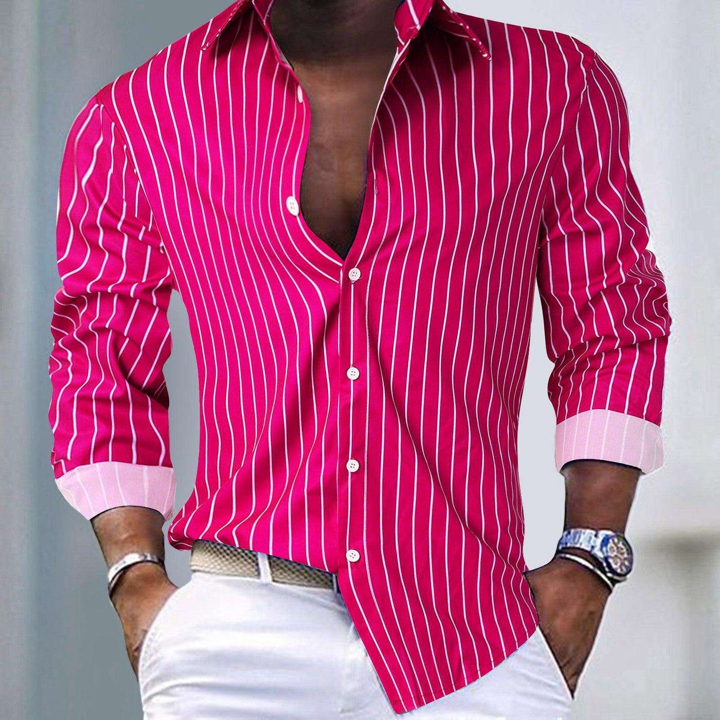 Chemise à manches longues pour hommes - Chemise décontractée en coton pour tous les jours