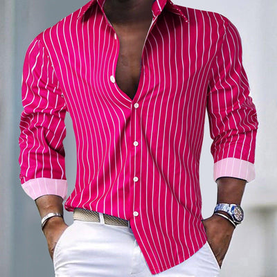 Chemise à manches longues pour hommes - Chemise décontractée en coton pour tous les jours