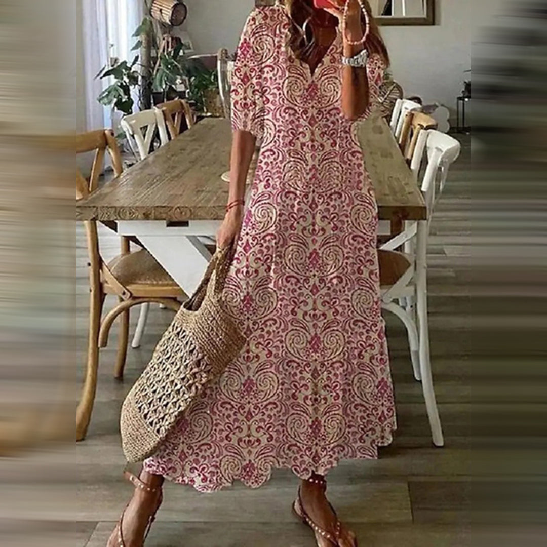 Capucine™ – Maxi-robe Boho avec un charme rétro élégant