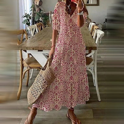 Capucine™ – Maxi-robe Boho avec un charme rétro élégant