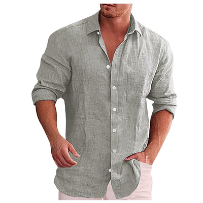 Chemise en lin à col rabattu pour homme