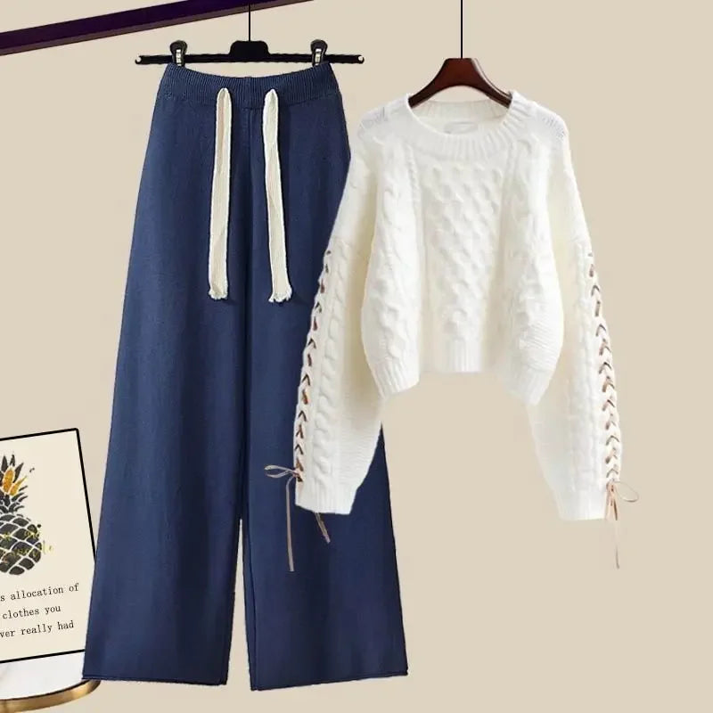 Juliette – Ensemble Deux Pièces Pour Femmes Avec Pull Et Pantalon Large, Chaud Et Confortable