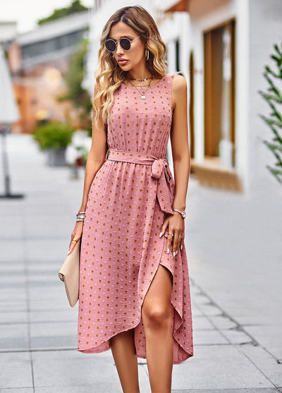 Amelie - Robe Midi à pois - Élégance ludique - Rose - Femmes